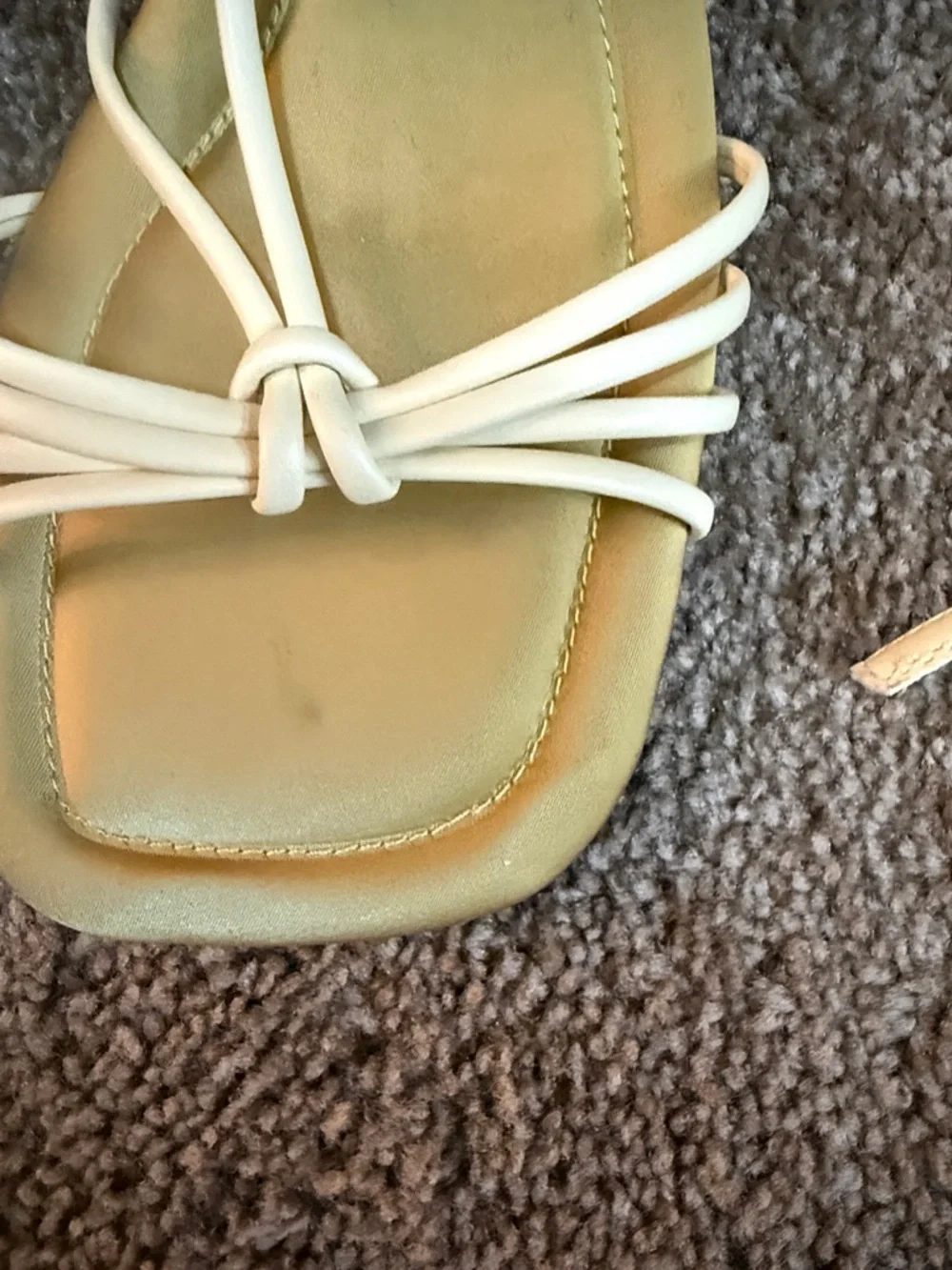 Zara Pale Yellow Strappy Square-Toe Heels - Picture 2 of 5